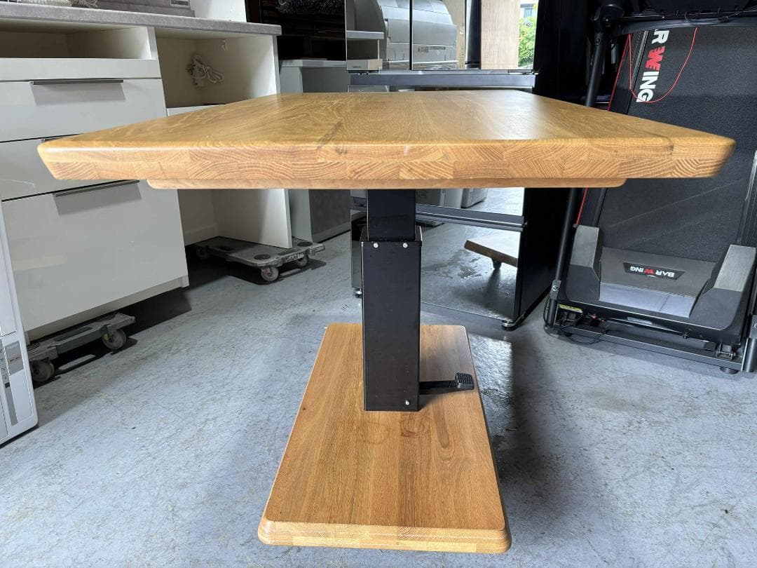 ＊バジル 国産 昇降式フリーテーブル リフティングテーブル 天然木