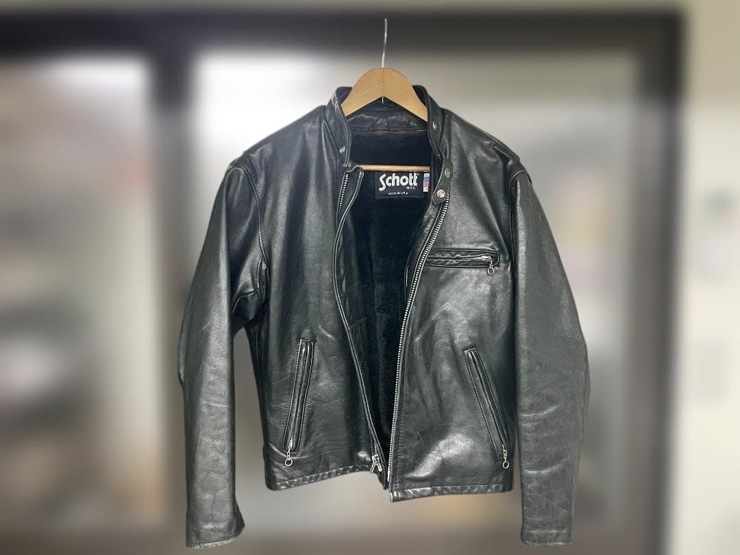 Schott シングルライダース ブラックレザージャケット