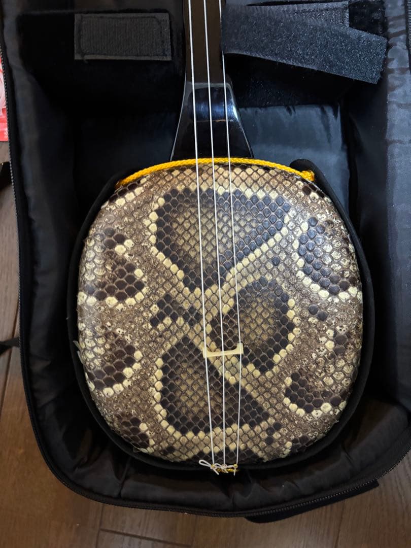 三線 本体 ヘビ革風デザイン