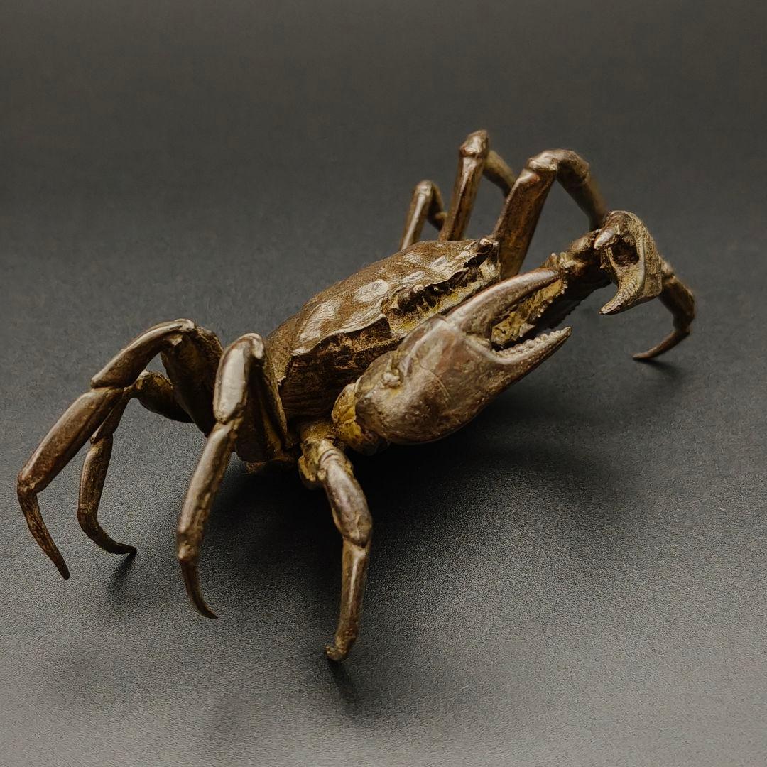 年末セール　銅製置物　蟹　カニ　茶道具　雨宮宗作　刻印あり　金工品　美術品