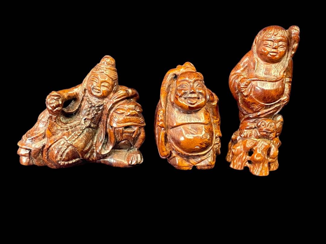 根付　七福神　提げ物　彫刻　骨董　時代