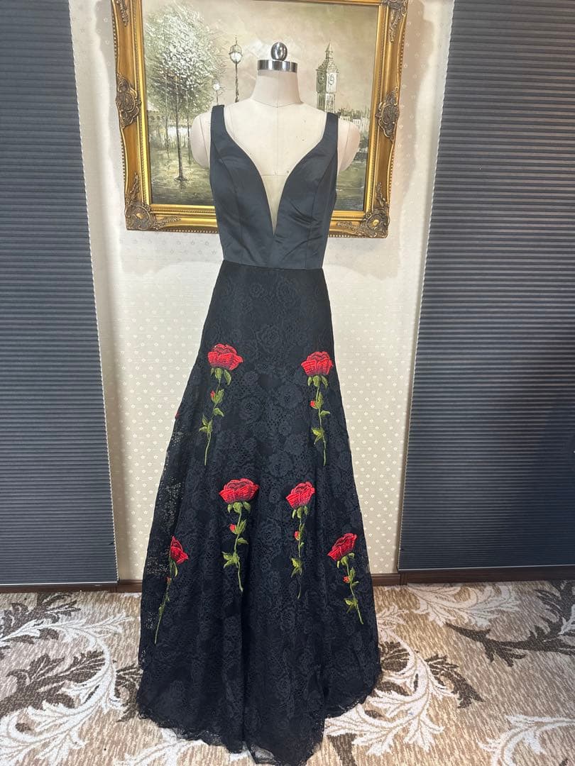 高級薔薇刺繍✨Aラインロングドレスス誕生日二次会パティーキャバ嬢ナイトクラブ