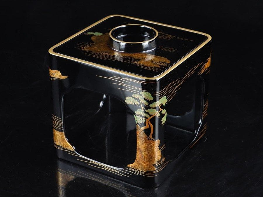 専用Y2280 輪島塗蒔絵師 北清右衛門 山水彩色色絵蒔絵 御屠蘇一式 共箱