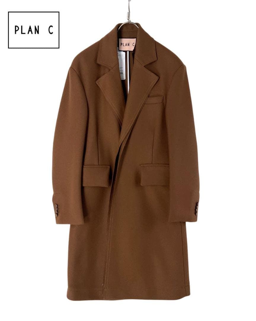 【新品】Plan C ウールレイヤードロングコート 40 ブラウン