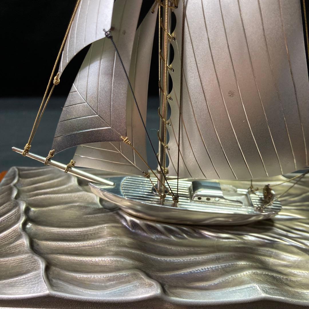 銀工芸品 帆船 ヨット置物 スターリングシルバー960
