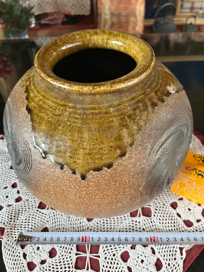 信楽焼 壺銘有 時代 古作 花器 花入 華道具 置物 古美術 在名 陶印 骨董