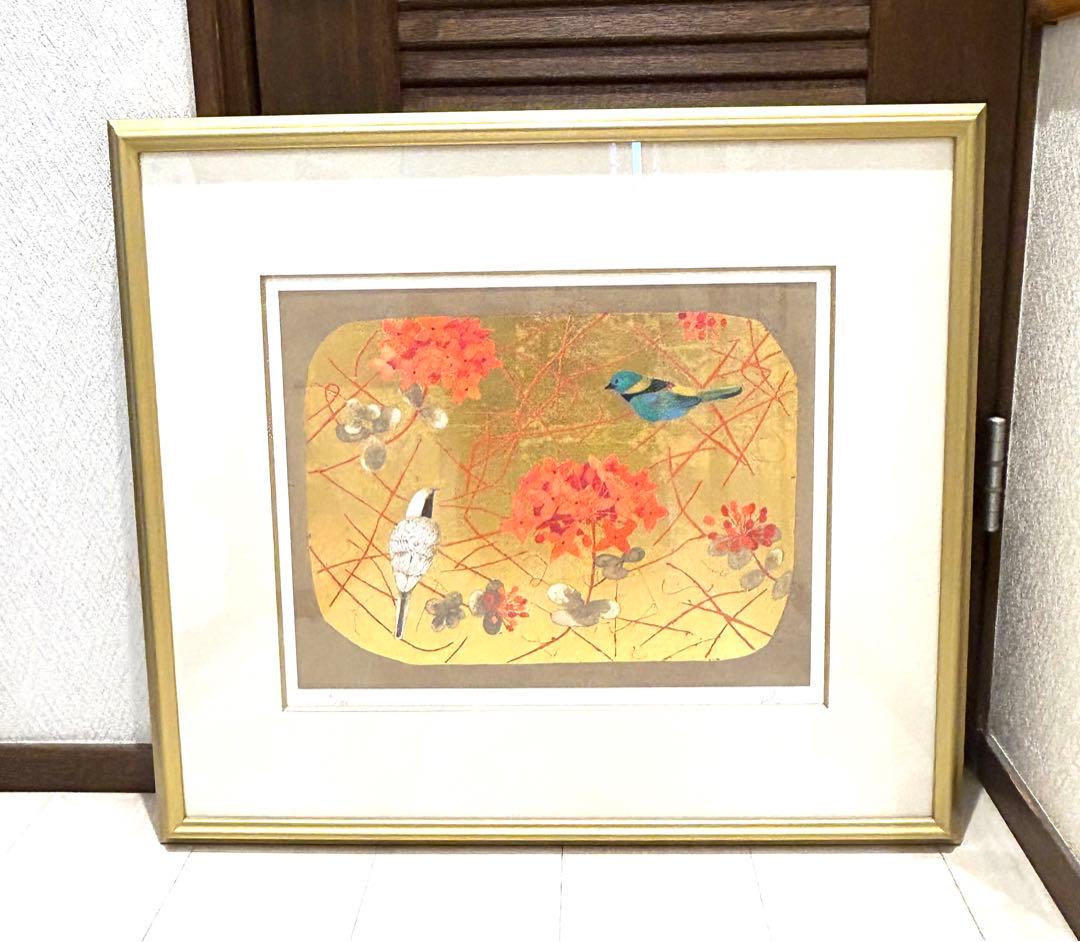 堀文子　作　「赤い花を尋ねて」　版画