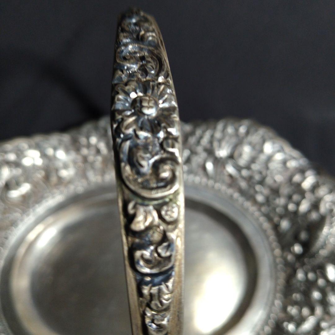 銀製　彫金　ハンドル付きバスケット　スプーン　セット