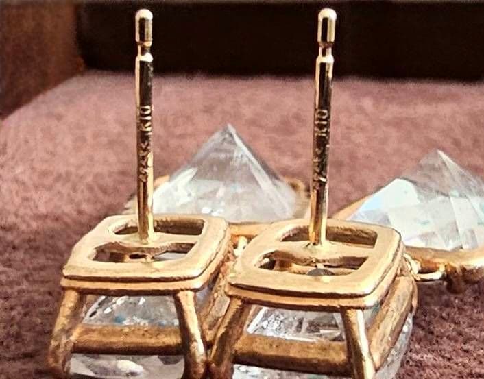 agete k10 ピンクゴールド クリアストーン ピアス