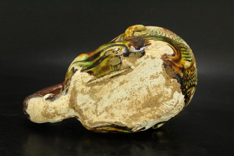 中国美術 唐三彩 獣面 杯 14cmx8cm(LC246)