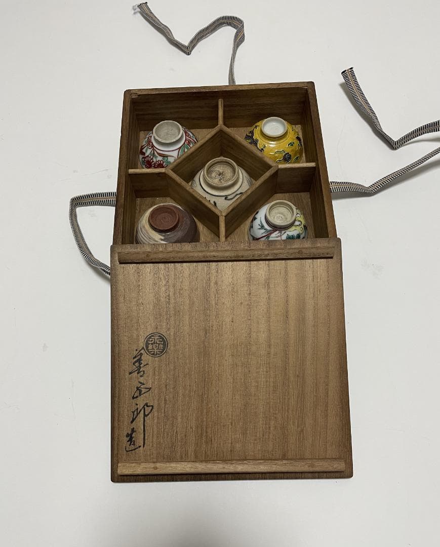 酒盃　　５種・５客セット　　永楽盃　永楽善五郎作　専用箱付　ぐい吞み