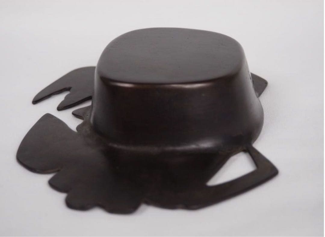 送料無料　作家物　蟹形古銅灰皿　未使用検/銀瓶鉄瓶茶托茶壺古錫玉川堂高岡佐渡銅器