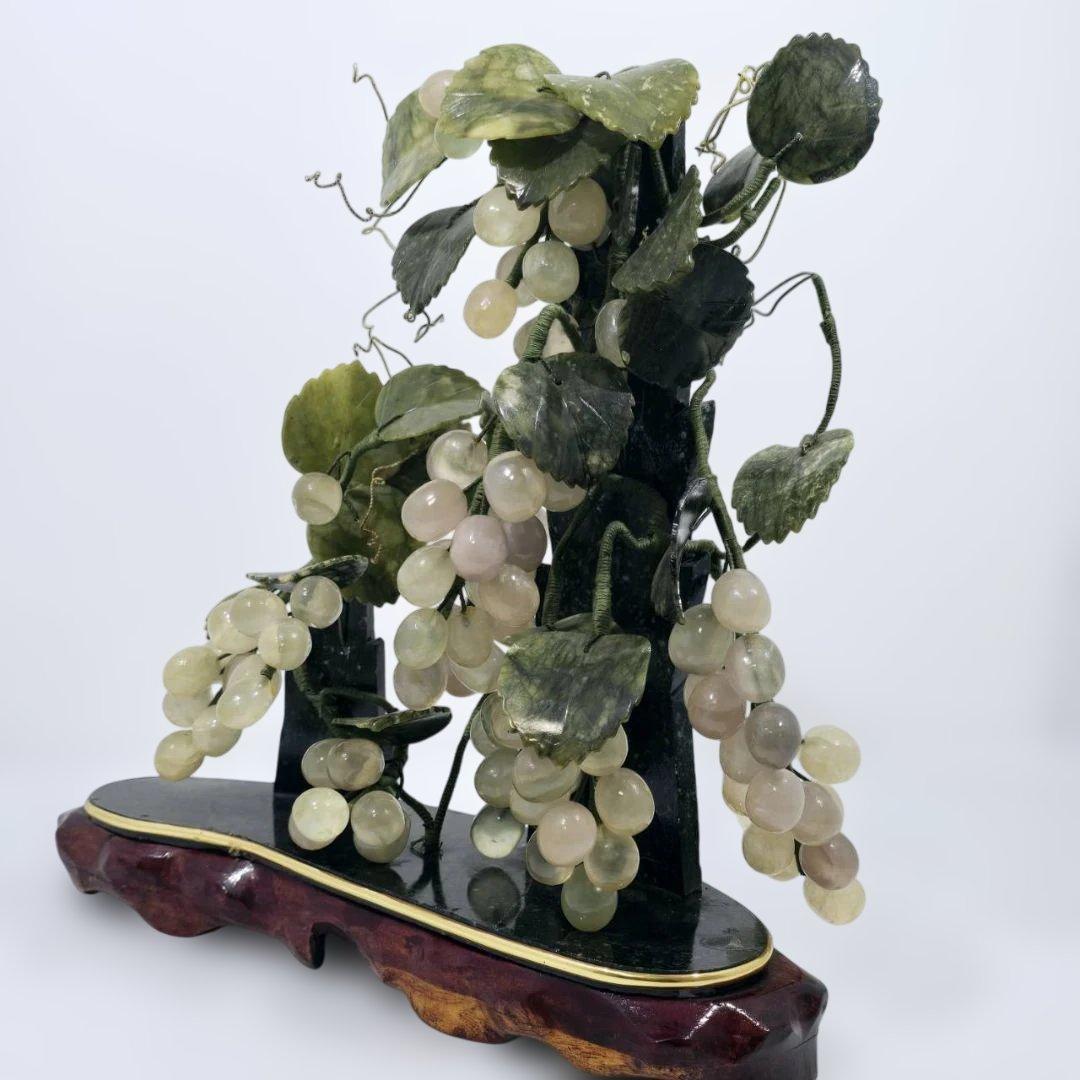 希少品 美術品 工芸品 置物　天然石 玉石 葡萄 年代物 ぶどう 風水 縁起物