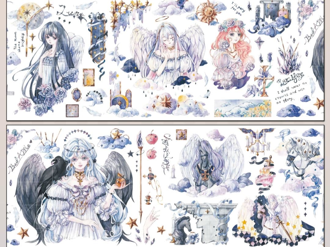 巻売 605★ 海外 マスキングテープ マステ PET 花 装飾 人物 贝壳光