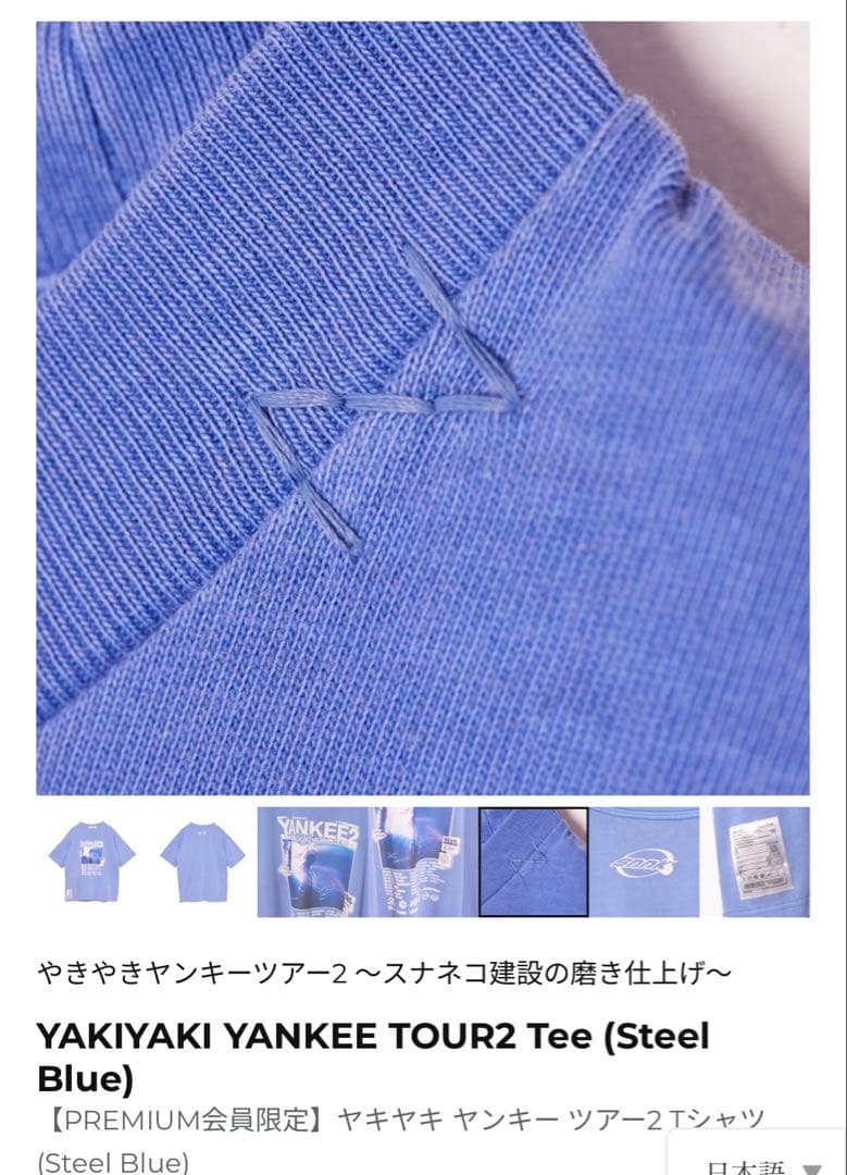 ミュージシャン YAKIYAKI YANKEE TOUR2 Tee (Steel Blue) M