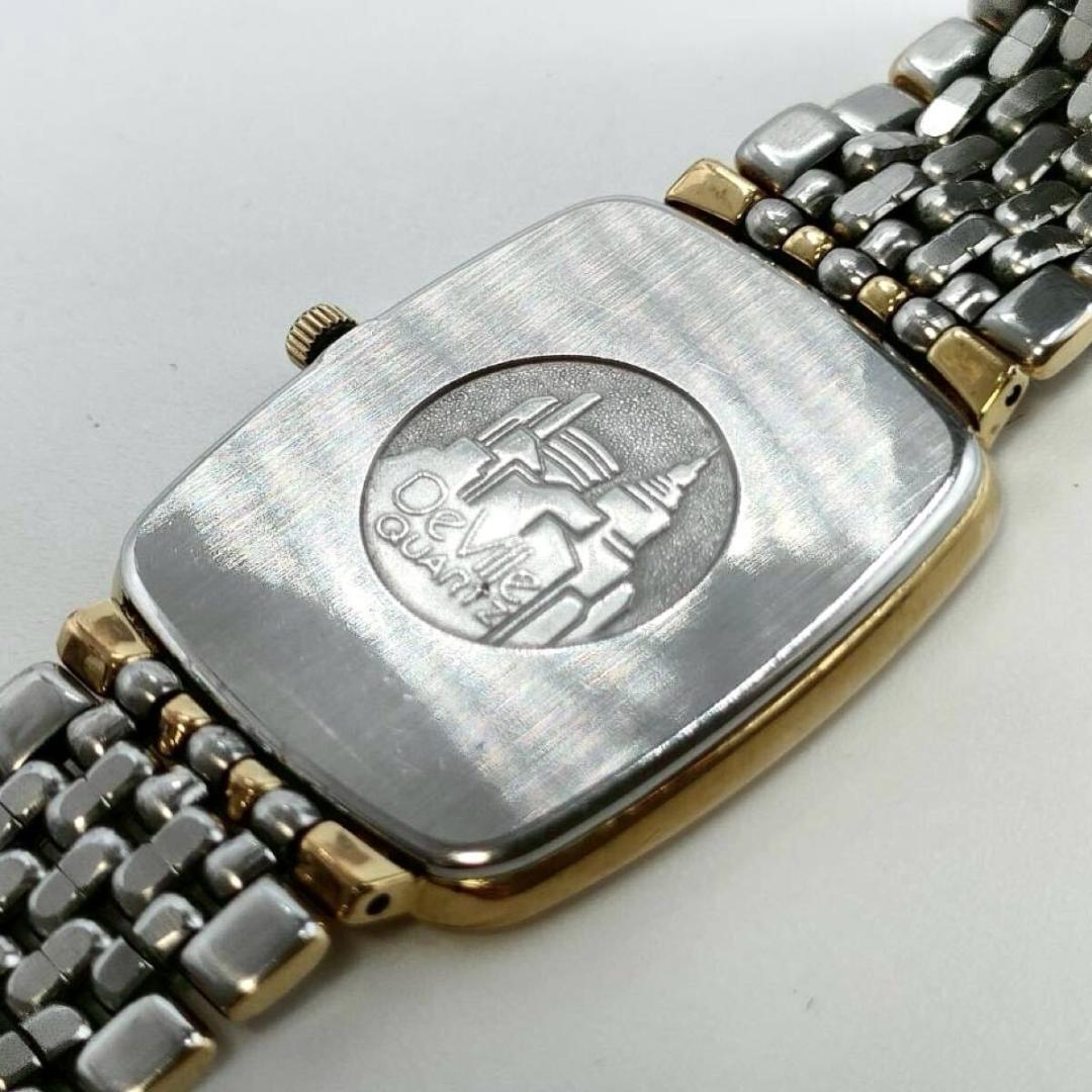 稼働品 OMEGA DeVille スクエア ゴールド文字盤 クォーツ コンビ