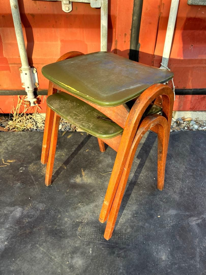 ヴィンテージ　秋田木工　剣持勇　スタッキングスツール