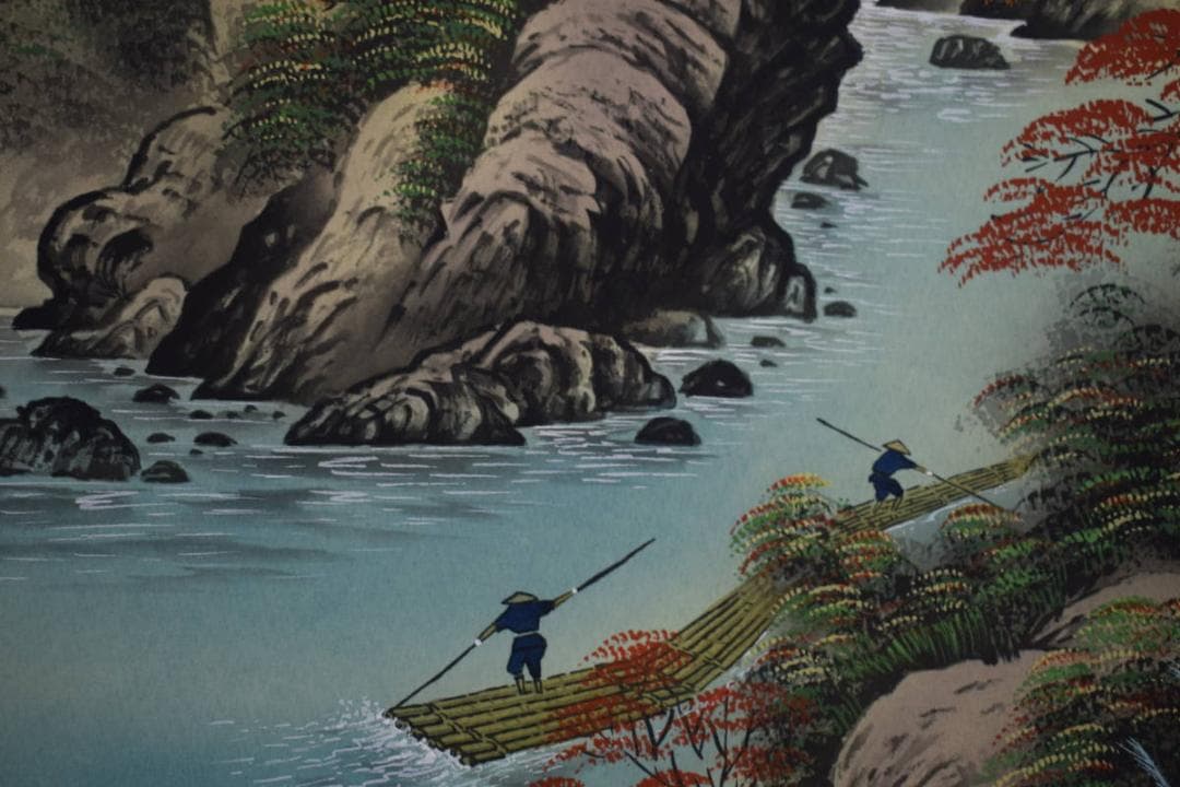 真作/高井一鳳/秋景山水図/布袋屋掛軸HE-903