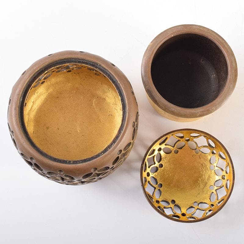 香道具　鋳銅　内金溜　香炉　在銘　M　R7602