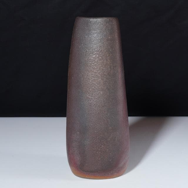 山本雄一　備前三方花入　共箱　茶道具　花器　花瓶　山本陶秀子息