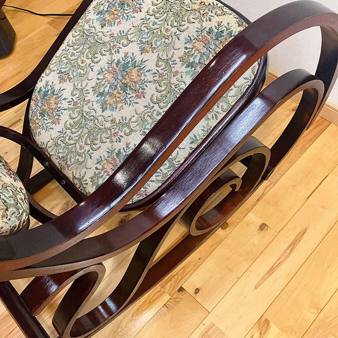 アンティーク ゴブラン織り ロッキングチェア 花柄 木製椅子 ビンテージ