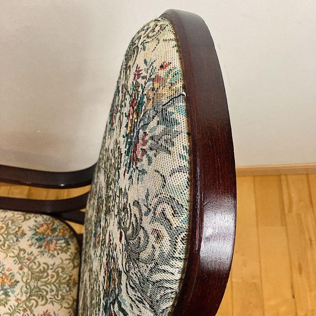 アンティーク ゴブラン織り ロッキングチェア 花柄 木製椅子 ビンテージ