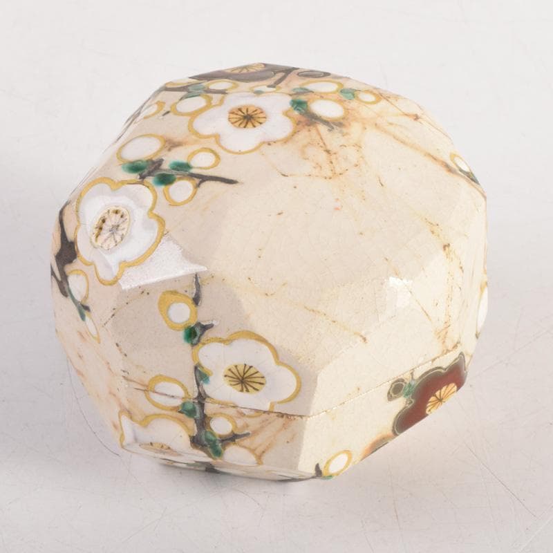 茶道具　山崎窯　浅野紫仙造　乾山写　紅白梅図　香合　共布共箱　V　8302