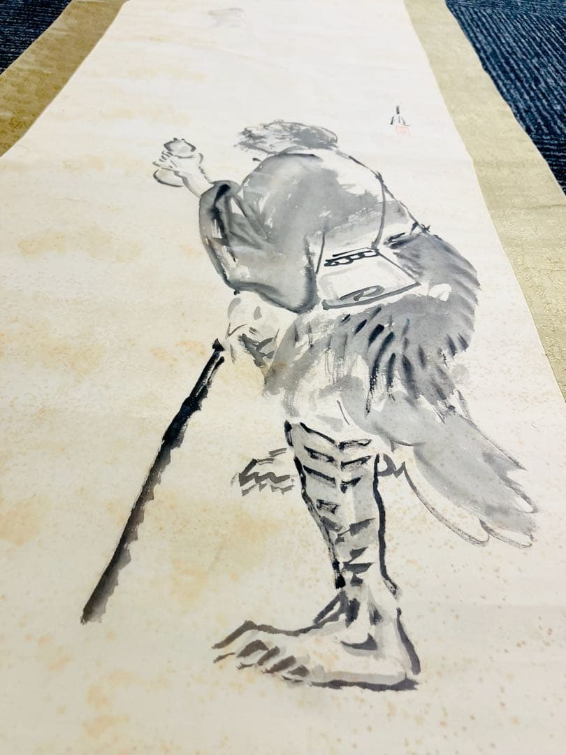 浮世絵師　尾形月耕　「鉄拐仙人」 真作肉筆！