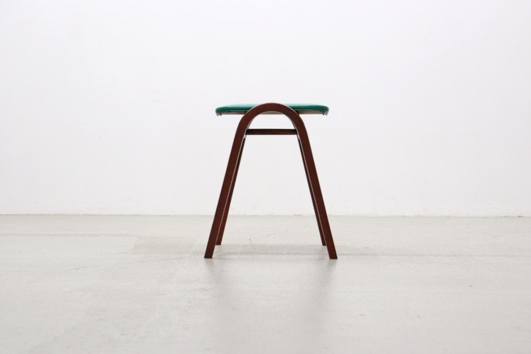 秋田木工 剣持勇 ビーチ材 スタッキングスツール No.202 レトロ 緑