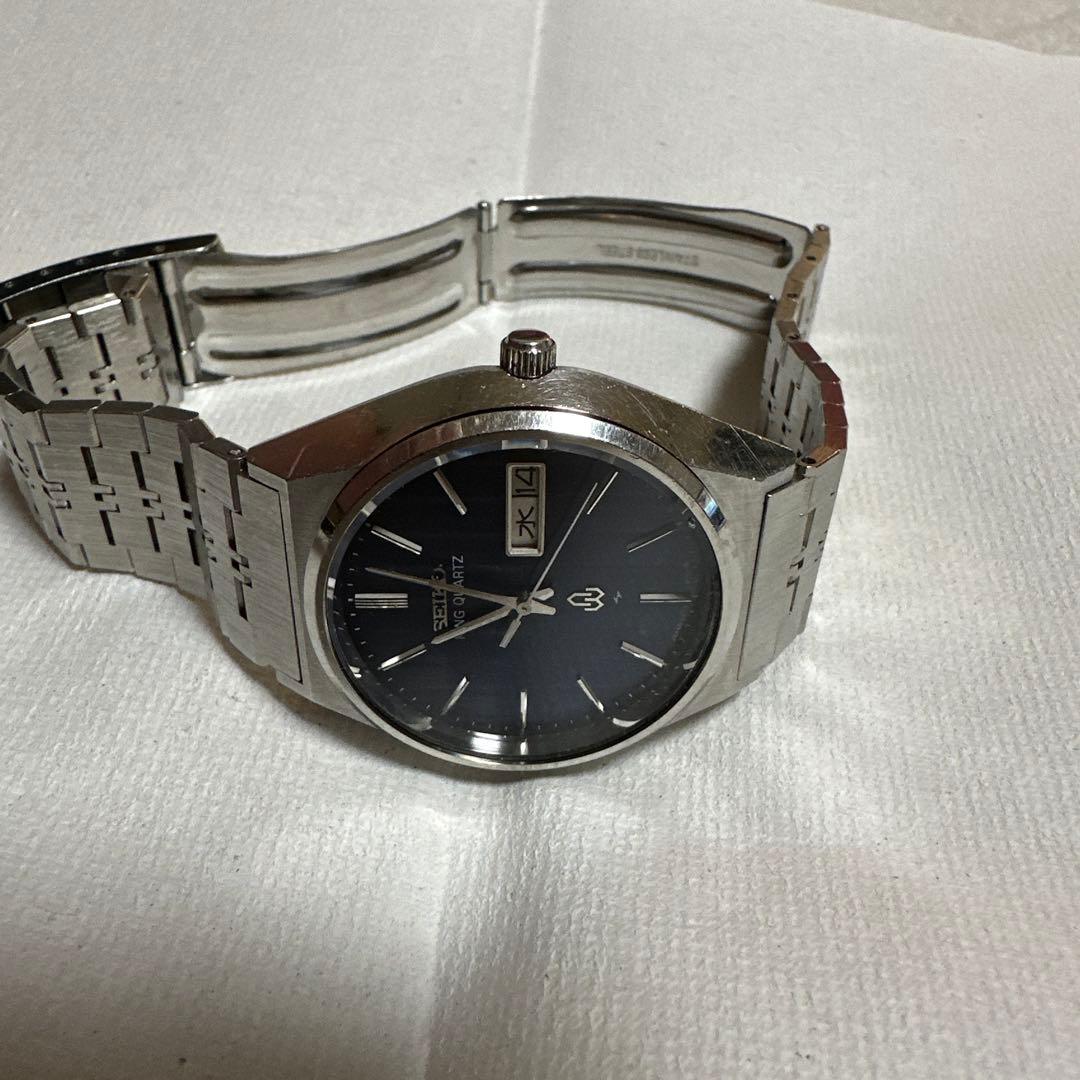 SEIKO キングクォーツ　稼動品　美品 特殊ブルー文字盤