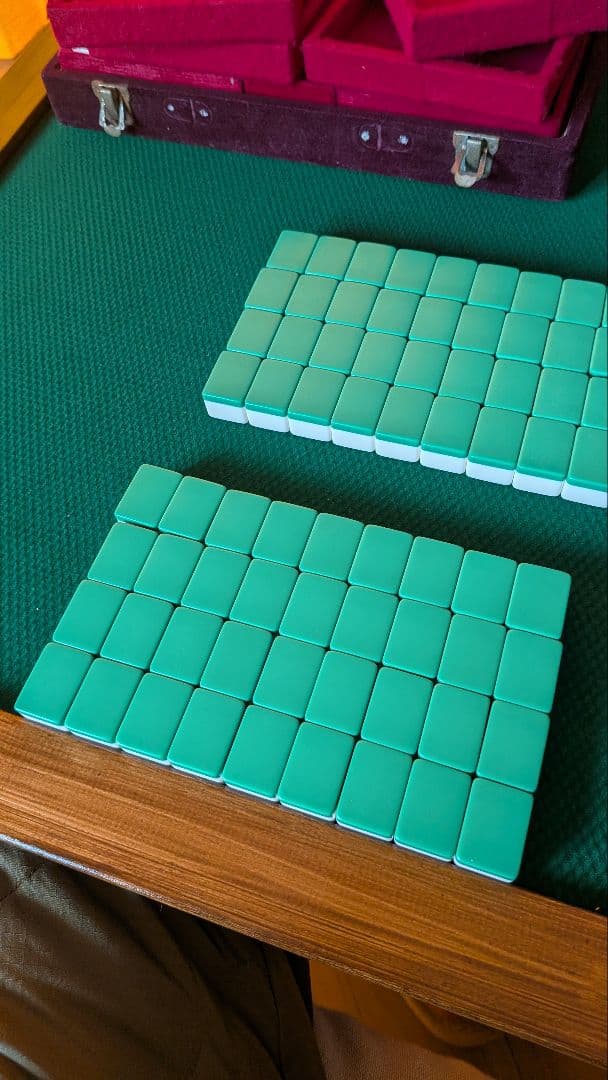 鶴一索　ミズノ丸一　ひまわり　背緑　27mm　＆東京麻雀　竹牌　チップ　セット