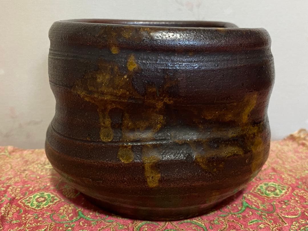 ♦江戸時代 古丹波 四方形 建水 茶道具 四方鉢 丹波焼 古美術品 骨董品