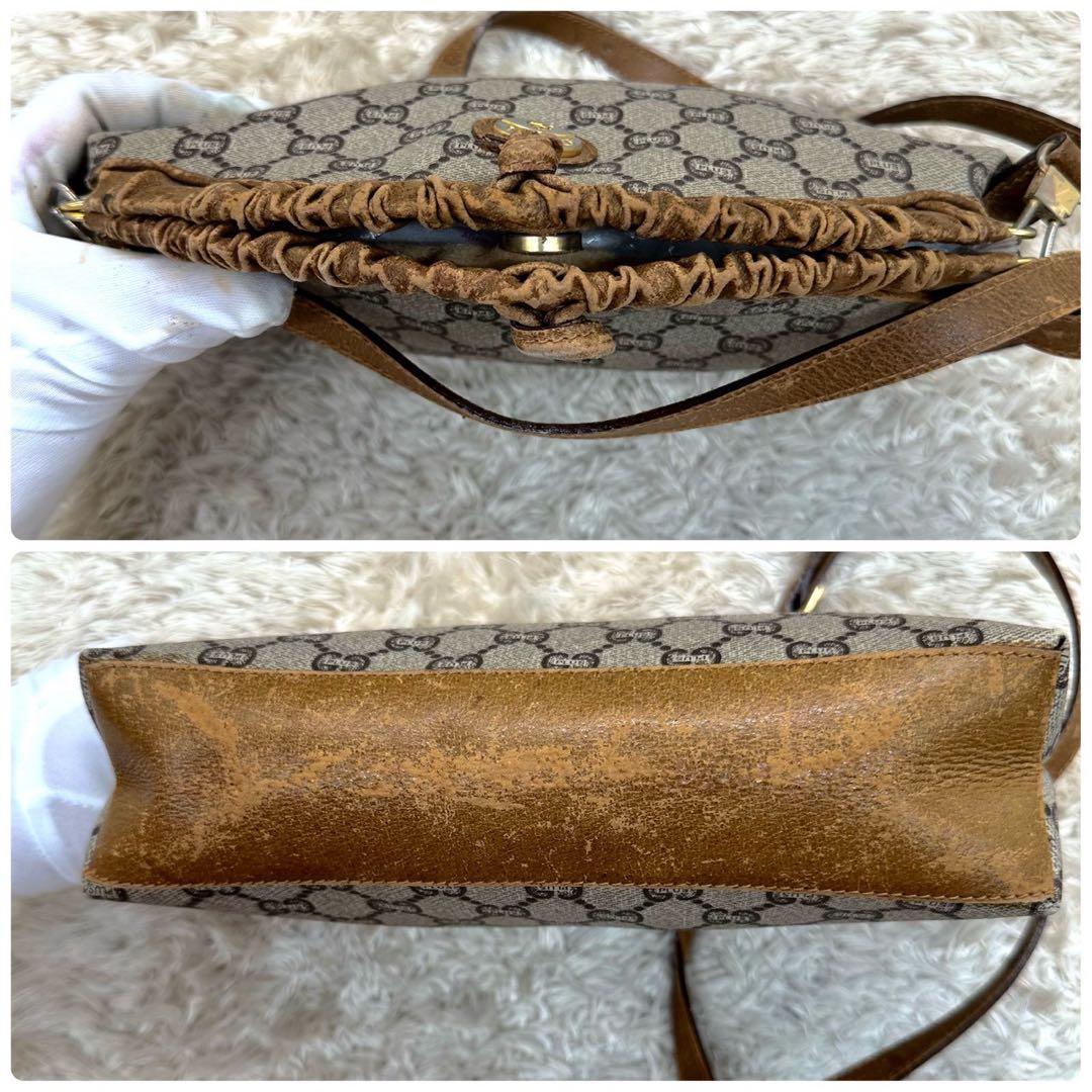 【美品】GUCCIプラス ショルダーバッグ がま口 ベージュ スプリーム GG柄