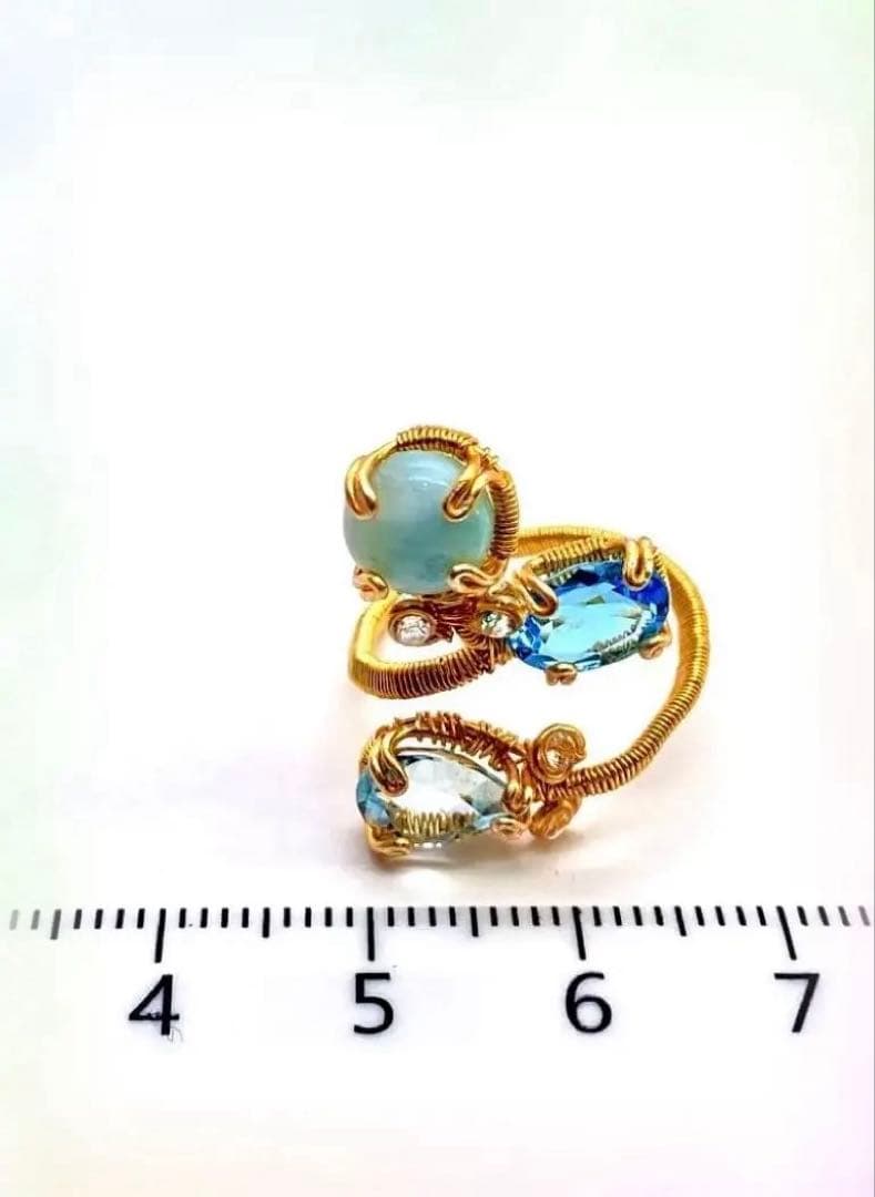 専用です♪天然ラリマー　ブルートパーズ 、淡水真珠リング　全３点