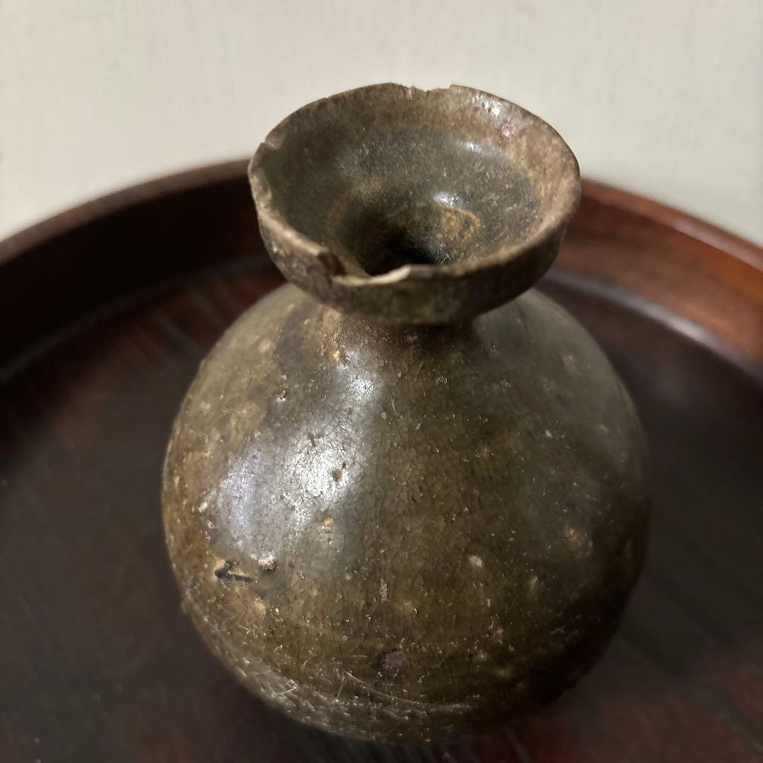 高麗〜李朝徳利　古道具　花入　飴釉　茶道具　アンティーク　骨董品　酒器　一輪挿し