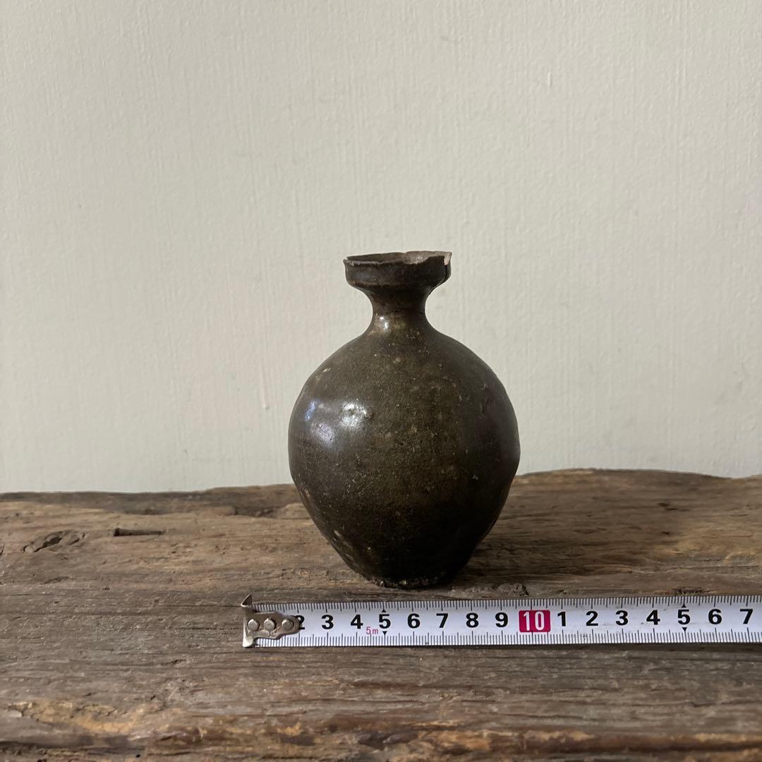 高麗〜李朝徳利　古道具　花入　飴釉　茶道具　アンティーク　骨董品　酒器　一輪挿し