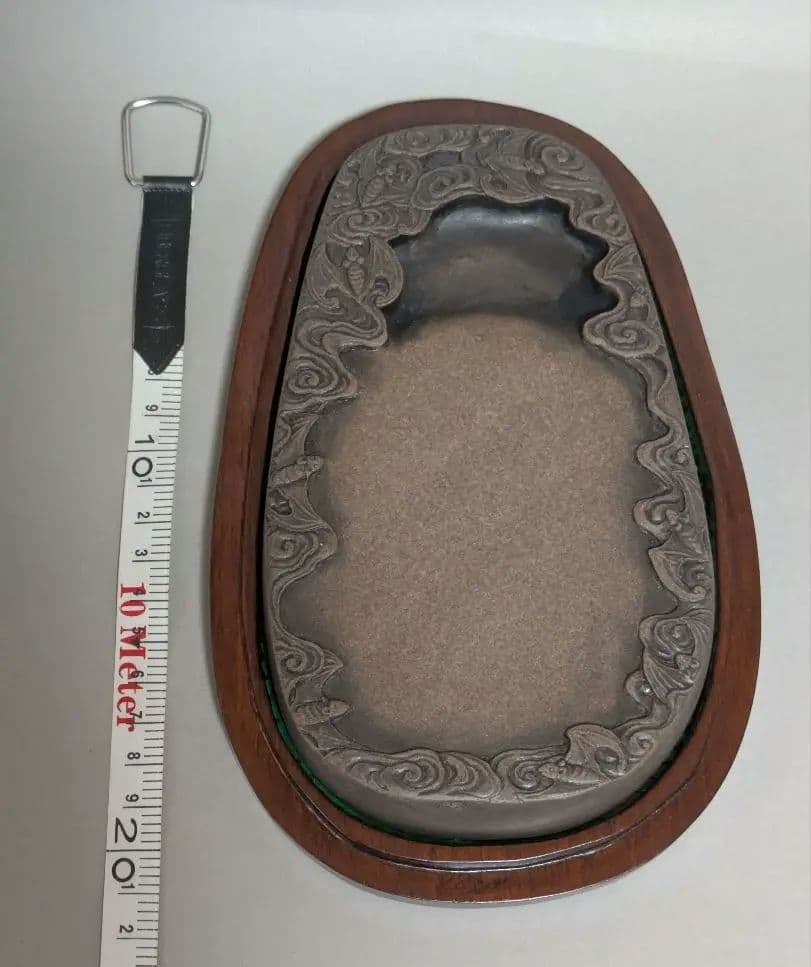 玫瑰紫澄泥福自天来硯 澄泥硯 木箱 質問コメント受付中