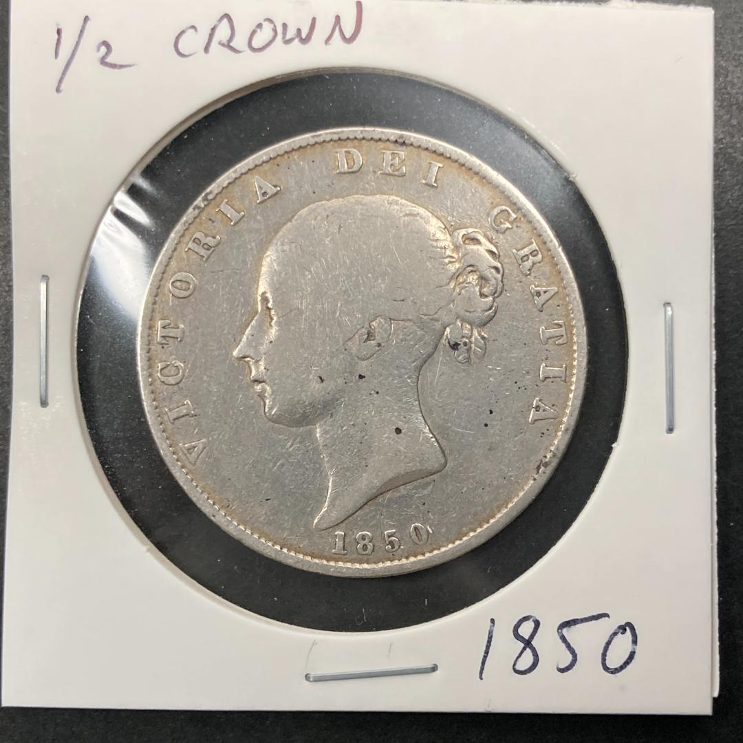 1850 イギリス １/2クラウン銀貨 ビクトリア・アンティーク 