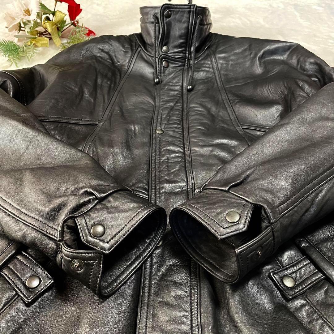 激レア vintage 90s スペイン製 大きめ 古着 羊革　JK 黒　XL