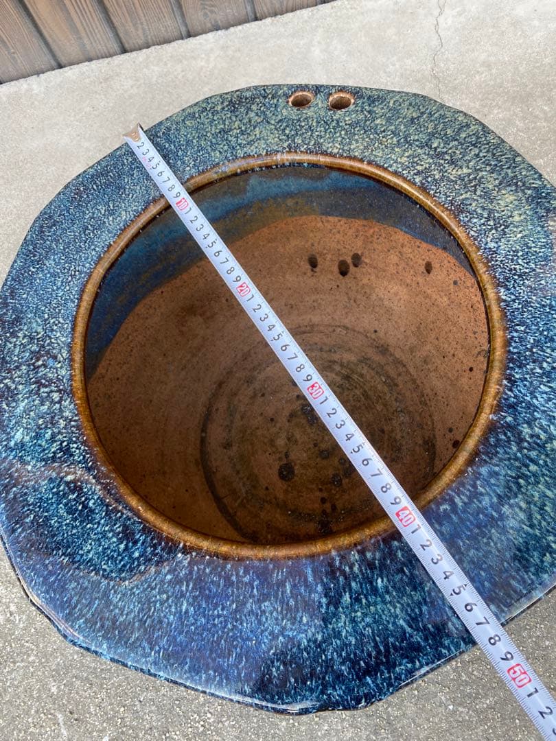 八角形　火鉢　金魚鉢　メダカ鉢　水鉢　　金魚鉢　睡蓮鉢　骨董　青茶