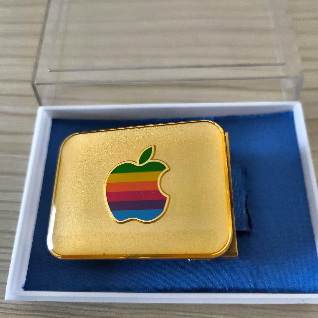 激レア【Apple 】アップル　ビンテージ　ゴールドベルトバックル　 レインボー