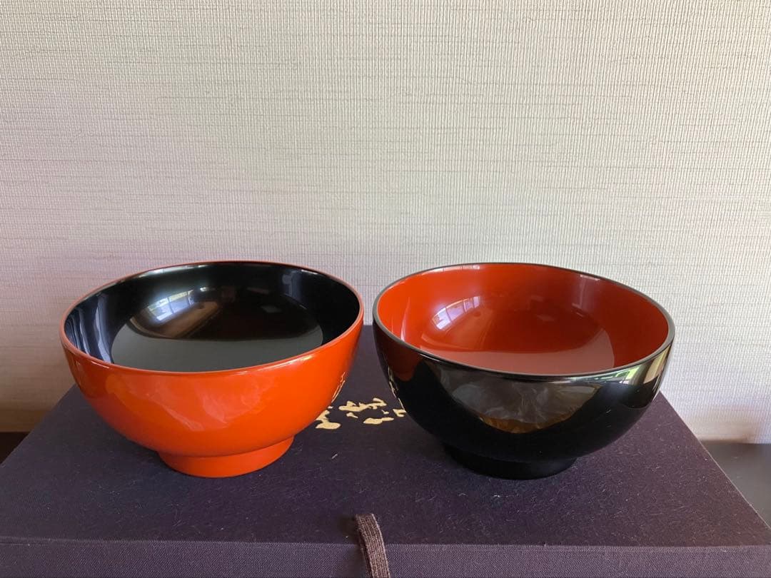 輪島塗　夫婦椀　お椀　汁椀　２客　・　夫婦箸　金蒔絵　打ち出の小槌　天然うるし