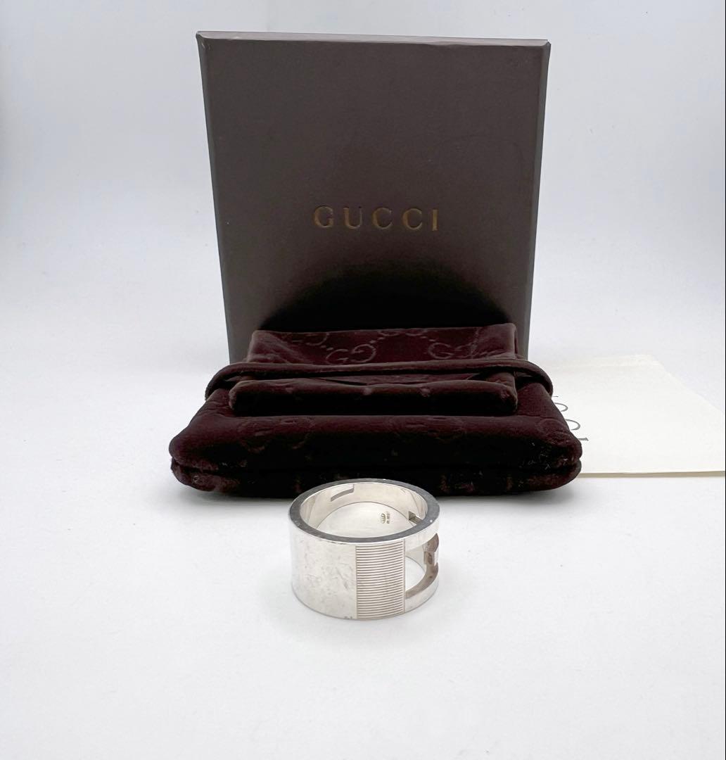 GUCCI グッチ Gロゴ ワイドリング指輪 シルバー 925 18号 箱付き