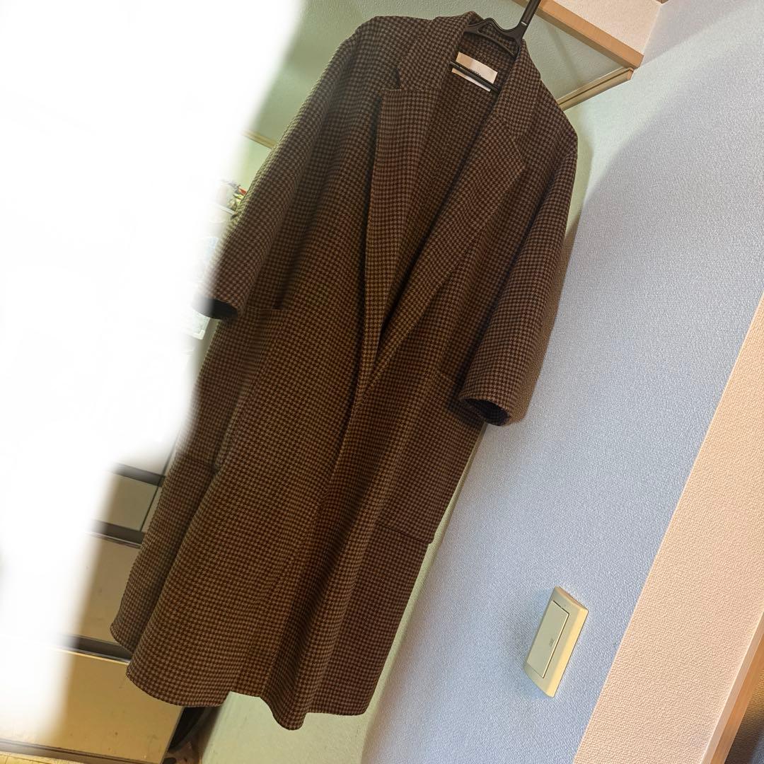 todayfulチェックウールコート