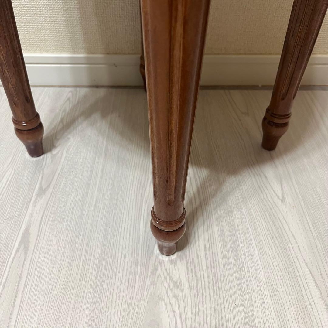 美品 イタリア製 ラウンドスツール 赤 美しい杢目 ネオクラシック調