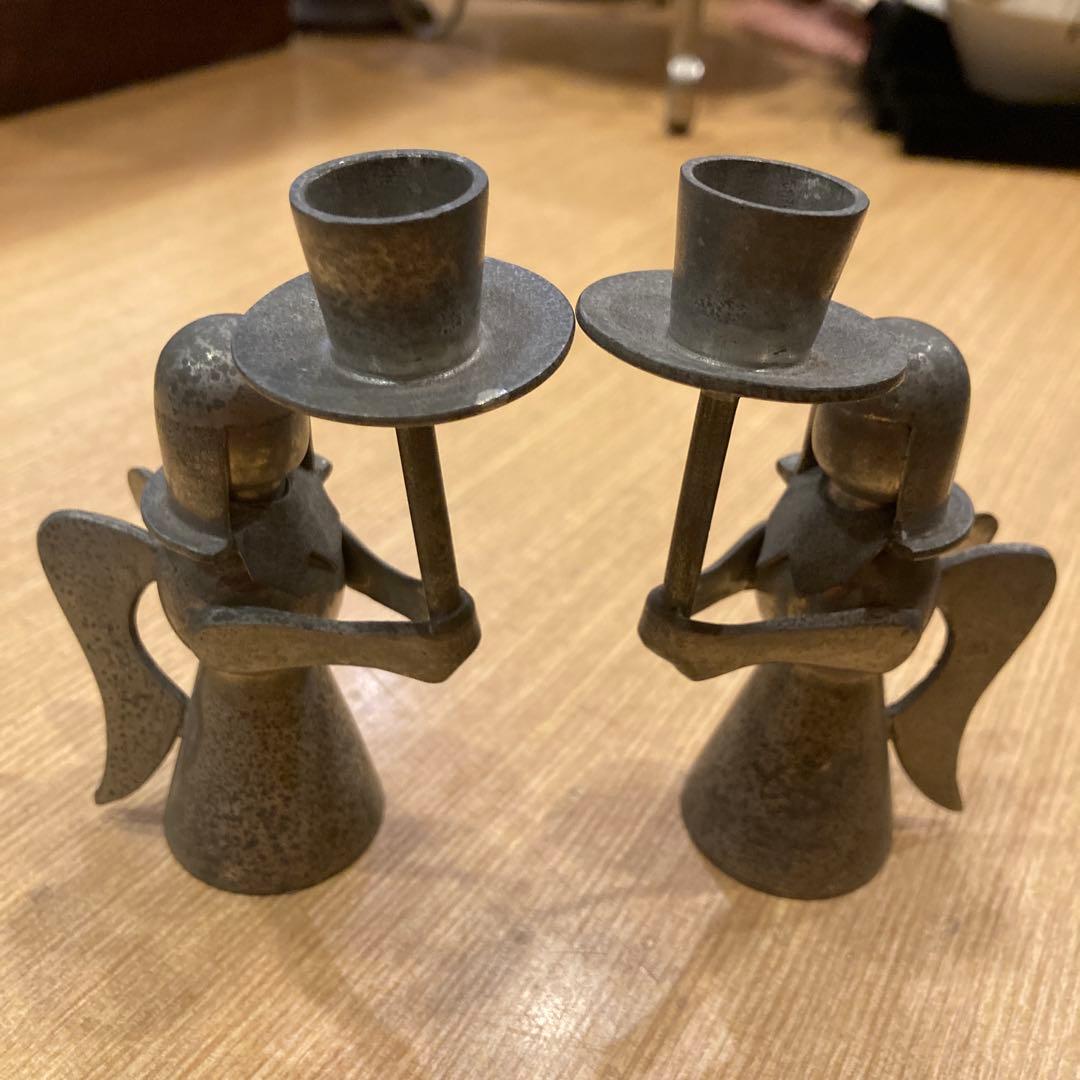1940年代　天使のキャンドルホルダー 金属製 2個セット