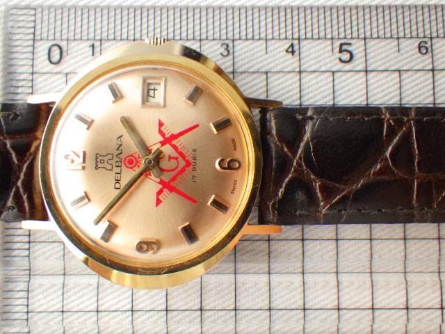 極上品★フリーメイソン DELBANA スイス製 ヴィンテージ 手巻き腕時計