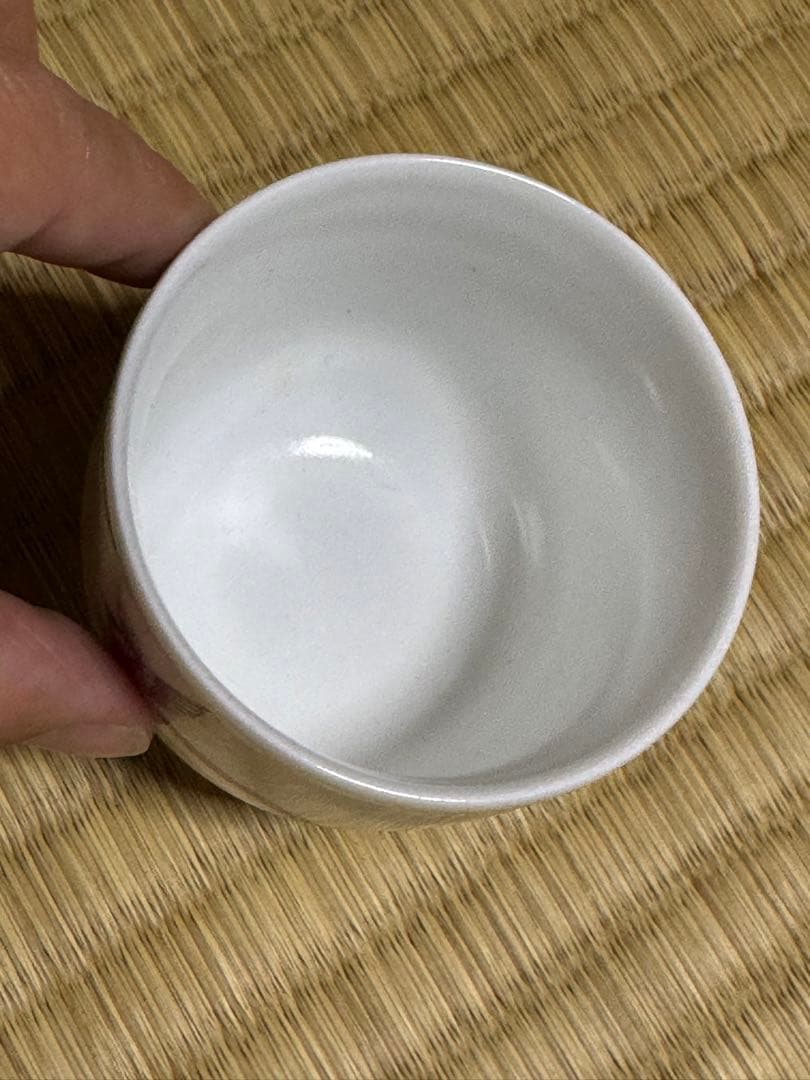 中国骨董　清朝　粉彩花鳥詩文小杯　ぐい呑み(N-23)