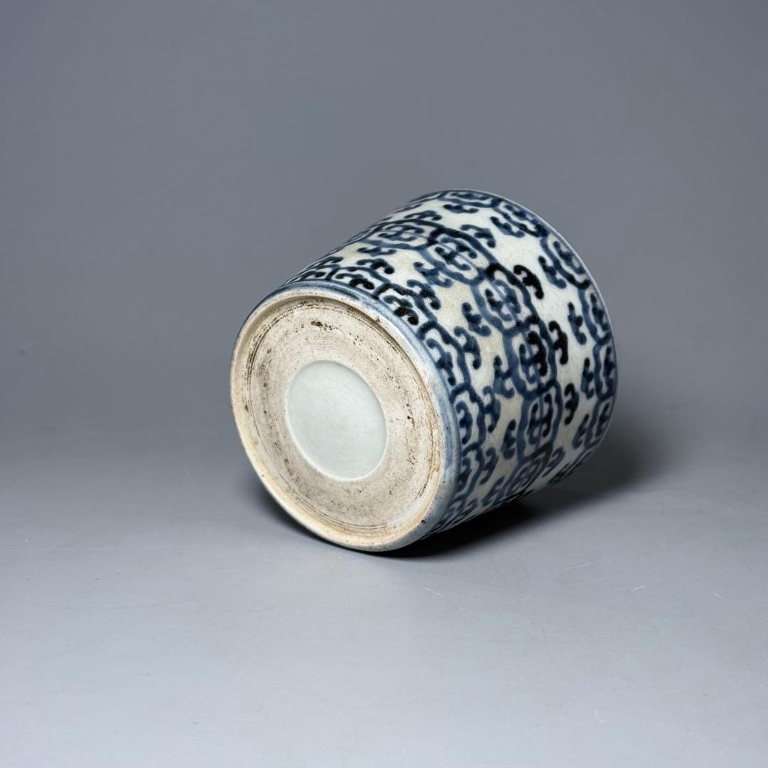 古伊万里　染付瓔珞文様　向付　そば猪口　古美術　アンティーク　古い器を楽しむ