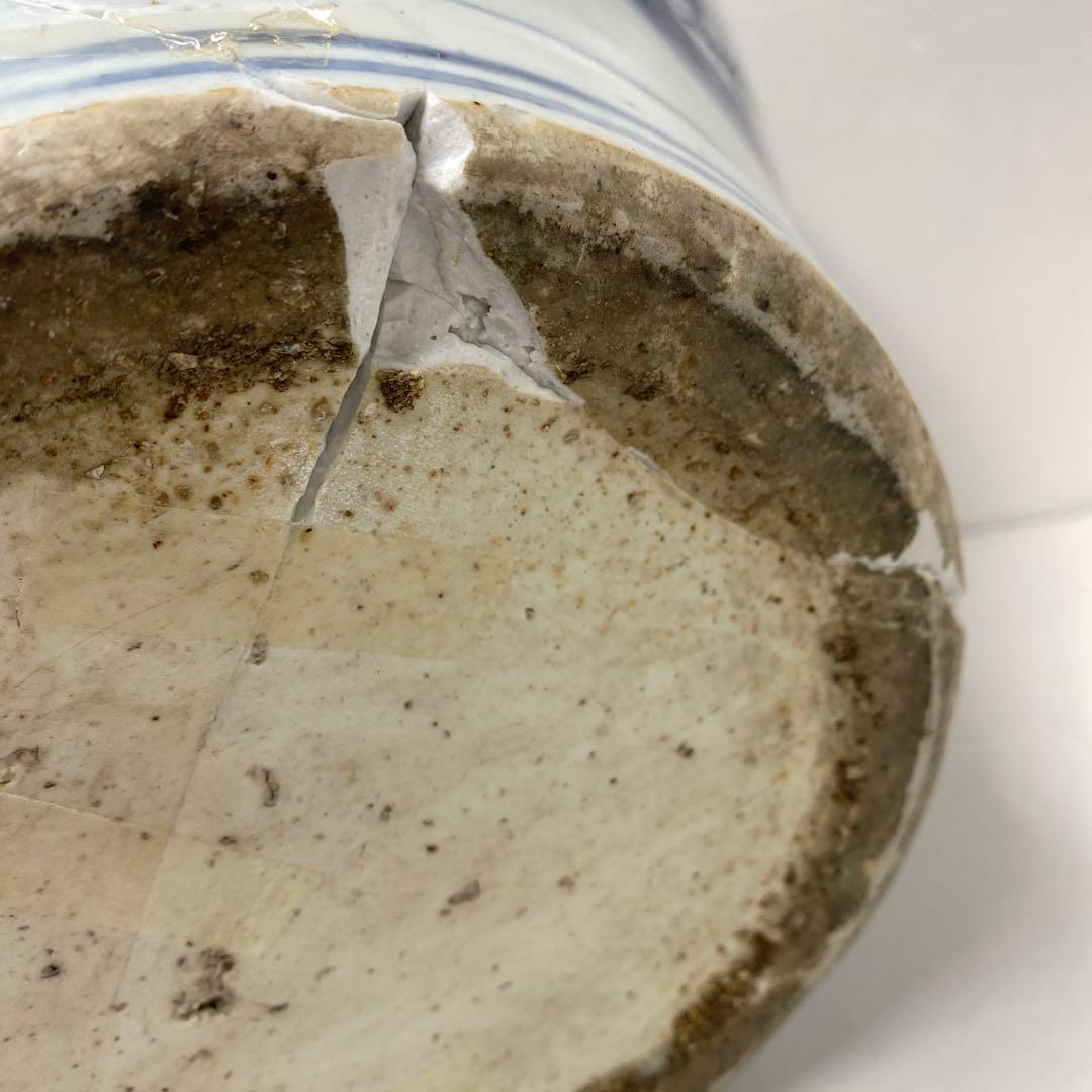 中国明時代　古染付　大壷　高さ約38.5㎝　タトサ　東さ7-0302③